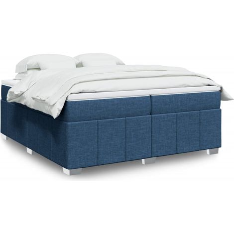 Boxspringbett mit Matratze Blau 200x200 cm Stoff