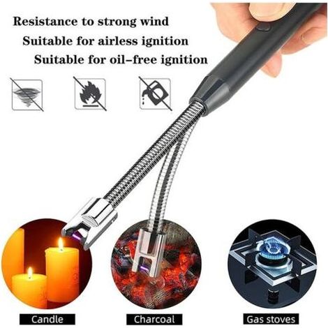 Elektrisches Kerzenfeuerzeug, USB-wiederaufladbares elektrisches Bogenfeuerzeug mit 360° flexiblem, windfestem Schlauch, Schwarz, Business (1/5)