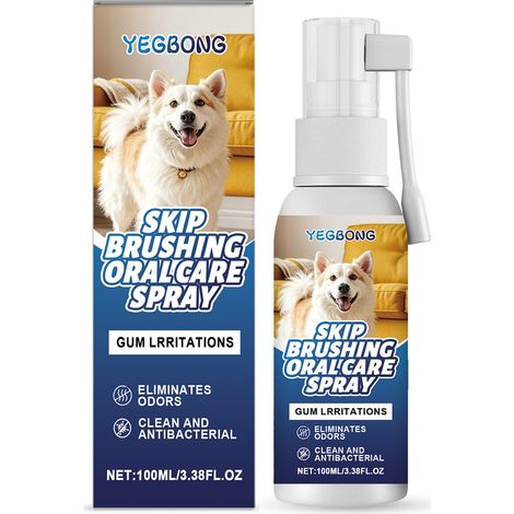 Ce spray bucco-dentaire pour animaux rafraîchit l'haleine, nettoie la plaque dentaire et les dents jaunies. (1/4)