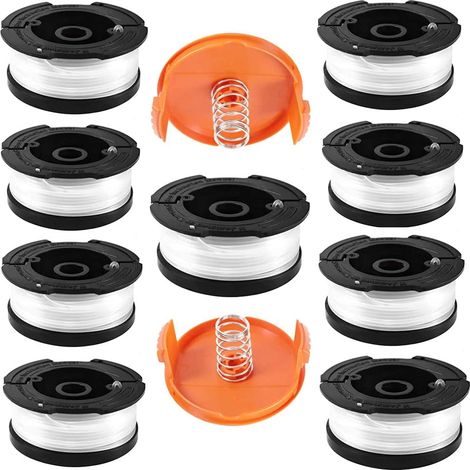 [JAMAIS UTILISÉ]Bobine Fil Coupe Bordure pour Black et Decker Coupe-Bordures, Bobines A6481 A6485 Compatible avec Black et Decker Af-100, 9 Bobine de Fil Debroussailleuse avec 2 Couvercle de Bobine et (1/5)