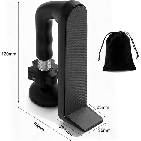 Tope de puerta negro - antirrobo - Doble protección ajustable - dispositivo de seguridad - con asa de acero inoxidable - Para hogares, hoteles y otras áreas (1/4)