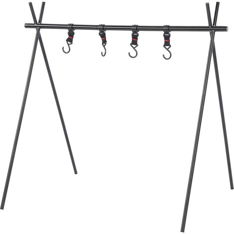 Petit trépied de rangement triangulaire d'extérieur pour le voyage et le camping, étendoir et support pour ustensiles de cuisine (1/5)