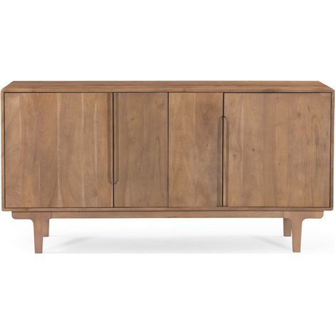 Buffet 4 portes en bois massif L150cm - Bois foncé - Bogor (1/5)