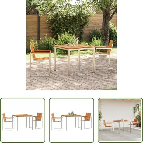 Table extérieure - Ensemble de salle à manger pour jardin 3 pcs Marron (1/5)