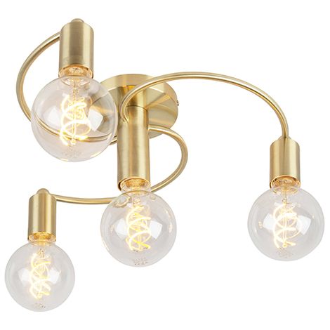 QAZQA Lampada da soffitto facile - Art déco - Acciaio - Ottone - Tondo Max. 4 x Watt