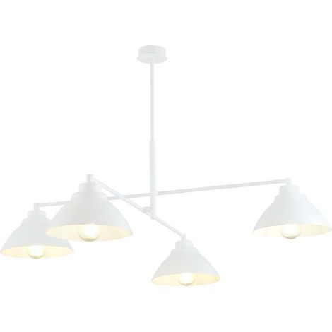 Lampadario Minimal Gemini Acciaio Bianco 4 Luci E27 (1/5)