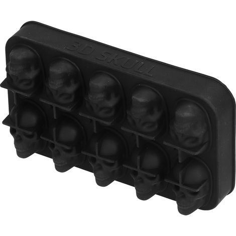 10 professionelle schwarze Silikon-Eiswürfelformen in Totenkopfform für Halloween, Bar oder Zuhause (1/5)
