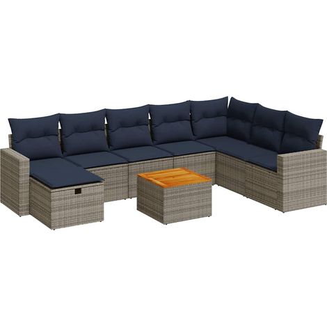 Maison Exclusive - 9-tlg. Garten-Sofagarnitur mit Kissen Grau Pol (1/5)