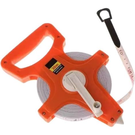 Décamètre fibre de verre, 30m/rouge/rétractable, pour jardin (1/5)