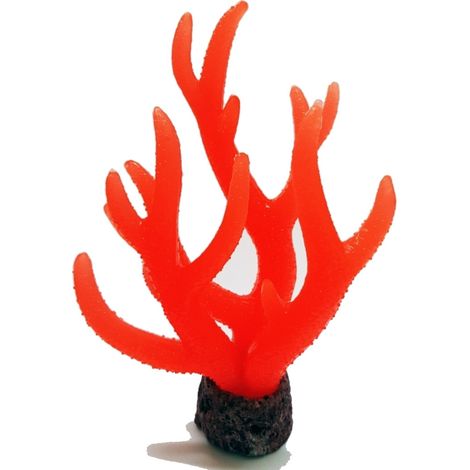 TRADE SHOP - Corallo In Silicone Movimento Naturale Rosso Fluo Ornamento Acquario Decorazioni -