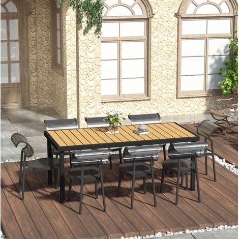 Mesa comedor exterior para 8 de aluminio robusta natural HAVRYA (1/4)