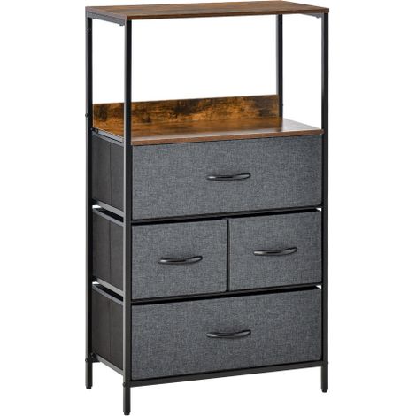 4 Drawer Storage Chest Unit-Versatile Home Cabinet with Shelves for Living Room,Bedroom,and Entryway-Black Finish (1/5)
