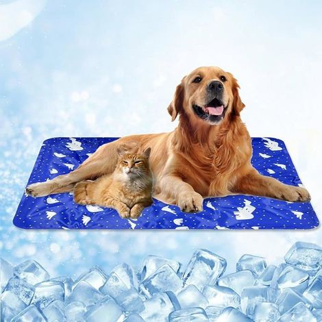Tapis Rafraichissant Chien, Coussin en Gel 60X90cm DarkBlue, Tapis Rafraîchissant Durable pour Animaux de Compagnie CORBEILLE (1/5)