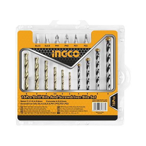 KIT punte e inserti per trapano avvitatore INGCO16 pz punte hss metallo e muro NGCO