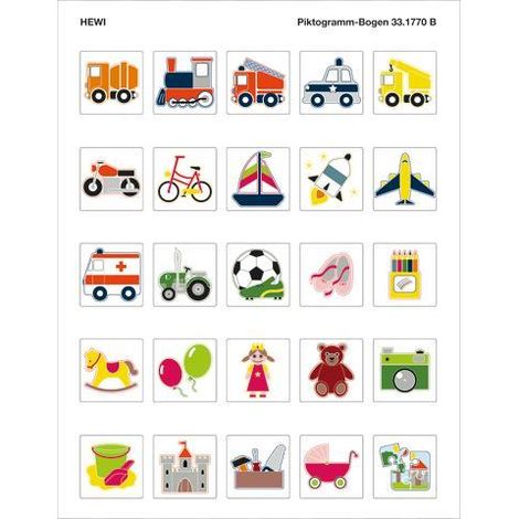 Piktogrammbogen 25 Motive Serie Fahrzeuge 36x36mm (1/4)