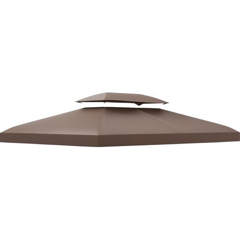 CCYKXAToile de Rechange pour Pavillon Tonnelle Tente Polyester Haute Densité Imperméabilisé 180 g/m² 3 x 3 m Chocolat (1/5)