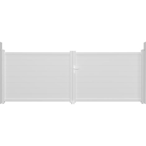 Portail aluminium battant EIGER 400x140cm BLANC (1/4)