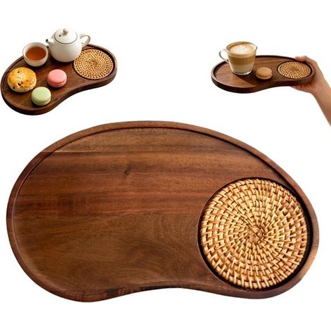 Bandeja, Bandejas madera, Bandeja pequeña madera, Bandeja madera acacia, 5 28, 5 x 16, 5 cm, Aspecto cálido madera, 10, 5 cm (1/5)