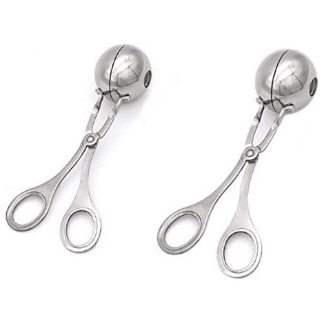Meatball Scoop - Stainless Steel Ball Maker Tongs - For Meat Balls Cake Pops Melon Rice Balls - 2 Pieces - 35 mm 45 mm (1/5)