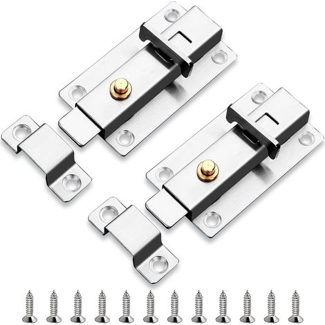 CCYKXA 2-teiliges Türschloss-Set, Türschloss aus Edelstahl, Türriegel, federbelastetes Türschloss, zur Befestigung aller Arten von Innentüren in Schlafzimmern und Badezimmern (1/5)