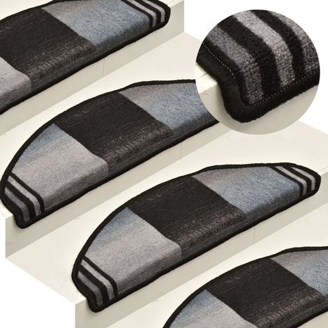 Self-adhesive Stair Mats 15 pcs Black and Grey 65x21x4 cm vidaXL (1/5)
