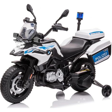 Hoerfuriy – Moto électrique pour enfants BMW de police – 12V 7Ah – 2 moteurs – Démarrage à une touche – Pour 3 à 6 ans – Blanc