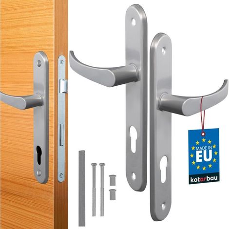 2 Garniture de porte, 72 mm, Aluminium, Cuivre, Montage gauche droite, Cylindre profilé