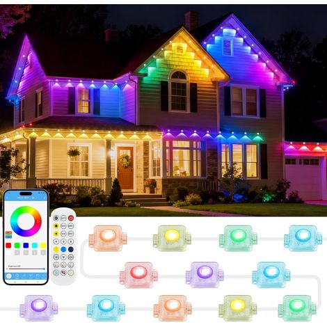Guirlande Lumineuse Extérieure Permanente 30M 72 LED RGBIC Guirlande Lumineuse Exterieur Multimode, APP et Télécommande, IP65 Étanche pour gouttières, Plafonds et Balcon [Classe énergétique E]