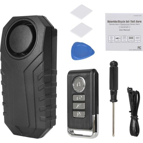 Kabelloses Vibrations-Diebstahlsicherungsgerät mit Fernbedienung für Motorräder, 113 dB, geeignet für E-Bikes und Mountainbikes, wasserdichter Alarm.