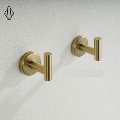2pcs crochet mural porte manteau - Acier inoxydable Laiton brossé - Salle de bain (1/4)