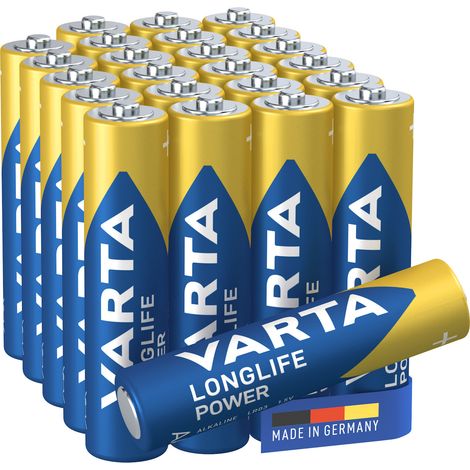 Varta – Piles alcalines AAA Longlife Power – Lot de 24 – Énergie puissante pour appareils gourmands – Idéal pour jouets et lampes LED