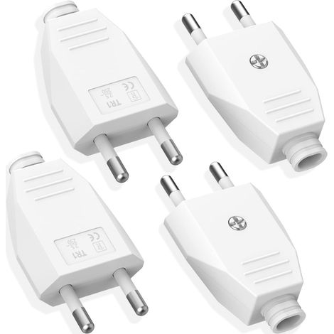 4 Pièces Fiche Européenne Plate, Prise Electrique Male 250V 2.5A, Fiches Plates, Fiche d'alimentation plate, Fiche Euro Schuko Fiche D'alimentation Domestique Décorative à Encastrer ou à Remplacer, po (1/5)