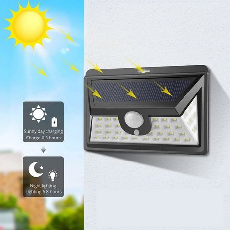 TrAdE Shop Traesio - Faro Led Con Pannello Solare Crepuscolare 24 Led Sensore Movimento Crepuscolare - (1/5)