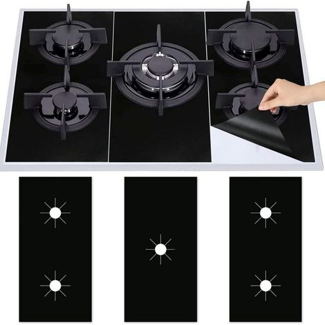 3 Pièces Protections pour feux à gaz 52,8 x 26cm Tissu en Fibre Lavable Protection de Cuisinière Couverture de Nettoyage Résistant à L'huile Tampon (1/5)