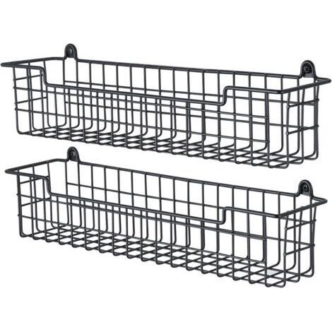 FENOPLASTICAÉtagère à épices murale - Ensemble de deux étagères de rangement en métal noir, adapté aux cuisines, peu encombrant, facile à installer, idéal pour les placards et autres espaces. (1/5)