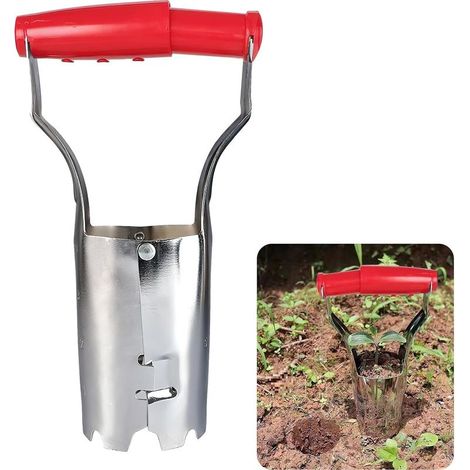 Plantoirs à Bulbes, Planteur de Bulbes à Fleurs avec Mesure, Trans-Planteur de Jardin, Outils de Plantation de Fleurs pour Semis de Fleurs, de Pommes de Terre et de Tomates (Rouge) (1/5)