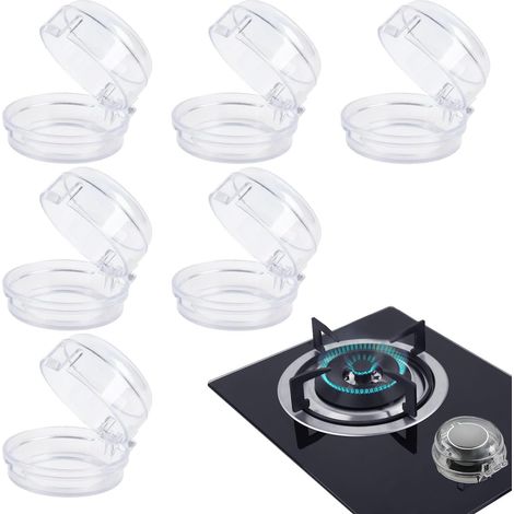 Cache-boutons Cuisinière - Lot De 6 - Silicone - Sécurité Enfant - Résistant Chaleur - Transparent (1/5)