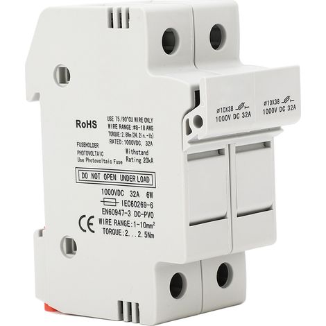 Porte-fusible CC à coupure rapide 2P 32A 10x38 pour cellules photovoltaïques avec fusibles PV 30A 1000 VCC (1/5)