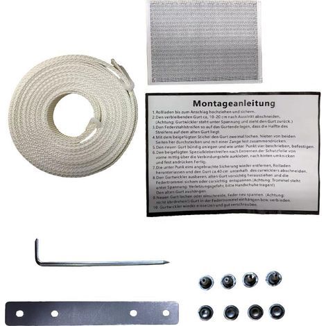 Pièces de réparation spécialisées pour stores enrouleurs : kit de bricolage pour sangle blanche de 5 pouces, sans démontage requis, comprenant des clous en forme de sept, des rivets et des plaques mét (1/4)