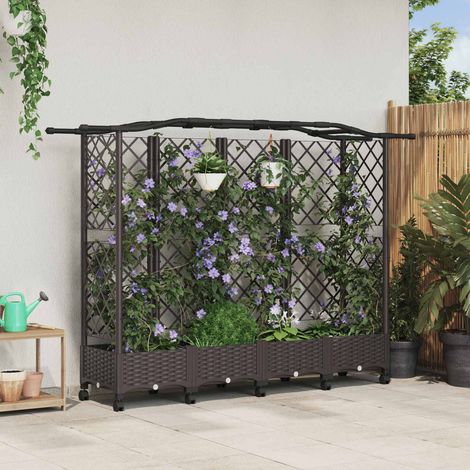 Teenpull – Hochbeet mit Rankgitter und Dach Braun 203,5 x 40 x 129 cm PP (1/5)