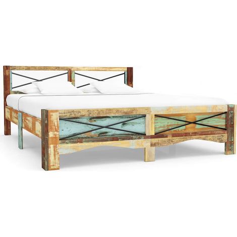vidaXL Bed Frame without Mattress Solid Reclaimed Wood 140x200 cm (1/5)