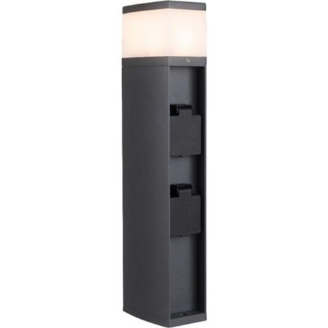 Xanlite - Borne filaire LED noire en aluminium, IP44, 2 prises 230V, 600 Lumens, CCT (blanc chaud/neutre/froid) - BOF2PRCCT