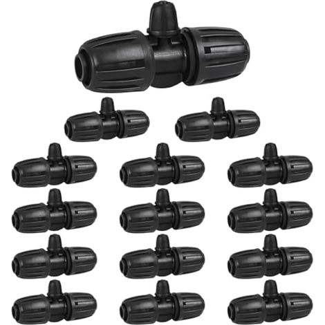 Lot de 15 Lock Connecteurs en T Barbelés, 16mm à 4/7 connecteur Universel Serrure de Tuyau connecteur en t barbelé pour connecteurs d'irrigation de Jardin Tuyau PE (1/5)