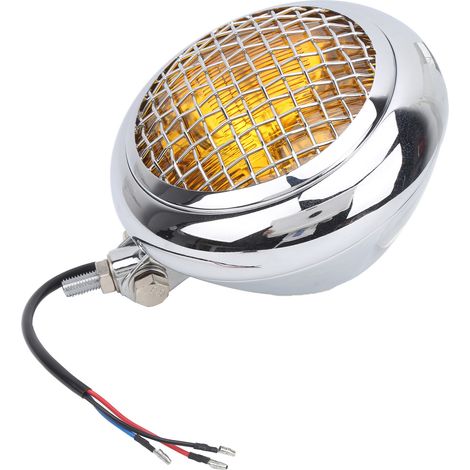 Phare de moto rond LED 12 V style rétro 60 W feux de route/croisement lumière jaune étanche (1/5)