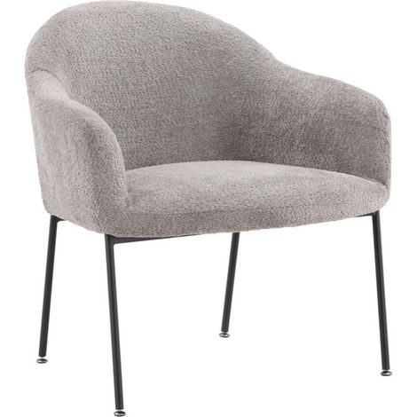 Fauteuil en Tissu Bouclette "Catania" 88cm Gris Clair (1/5)