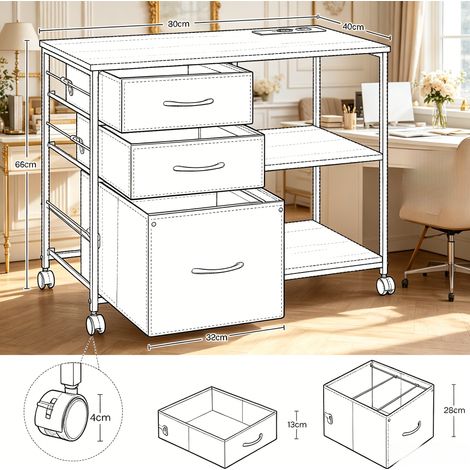 Classeur, unité de rangement de bureau mobile, table d'appoint de bureau (uniquement avec classeur) (1/4)