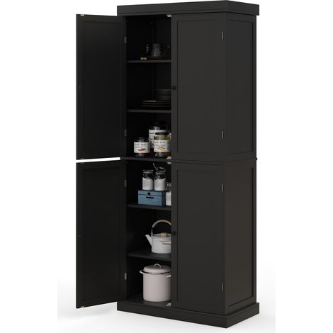 COSTWAY Credenza da Cucina, Mobile da Cucina Moderno con 6 Ripiani, 2 Ripiani Regolabili, per Cucina, Sala da Pranzo e Soggiorno, 76 x 40 x 184,5 cm (Nero) (1/5)