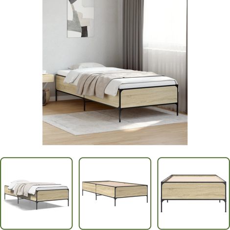 Lit chêne sonoma - Cadre de lit sans matelas chêne sonoma 90x190 cm (1/5)