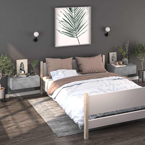 vidaXL Mesitas de noche de pared 2 uds color gris hormigón (1/5)