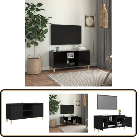 Meuble TV avec pieds en bois massif Noir 103,5x35x50 cm - Meubles Tv - Meuble Tv - Buffet - Rangement Tv - Meuble Scandinaves (1/5)